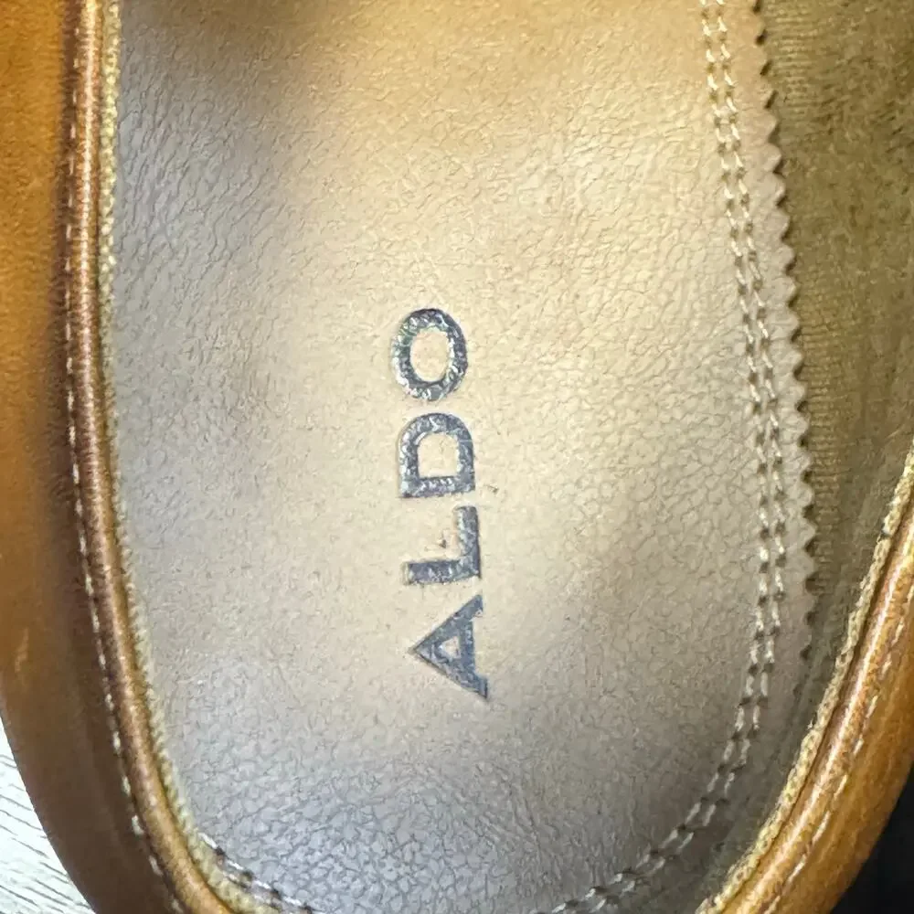 Aldo Mulligan Cognac Brown Leather Oxford Dress Shoes‎ Non-Slip Men's 10.5